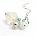 White Lucite Pendant w/ Ama..