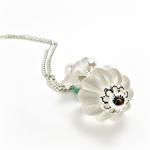 White Lucite Pendant w/ Ama..