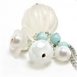 White Lucite Pendant w/ Ama..