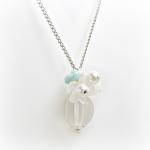 White Lucite Pendant w/ Ama..