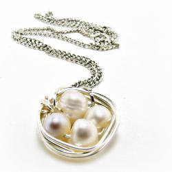 Bird Nest Neacklace- Freshwater Pearl Necklace- Bird Nest Jewelry-Summer Jewelry-Summer Necklace-Wire Wrapped necklace-pearl necklace-pearl jewelry