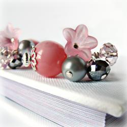 Pink Hand Blown Hollow Glass Earrings- Blush Earrings - Pink Jewelry- Pink a Grey- Pearl Jewelry- Czech Crystal- Flower Jewelry